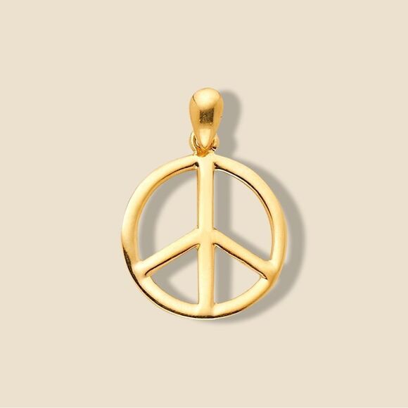 14k Solid Gold Peace Charm | Everyday Jewelry | Birthday Gift | Tehrani Jewelry - Picture 1 of 4